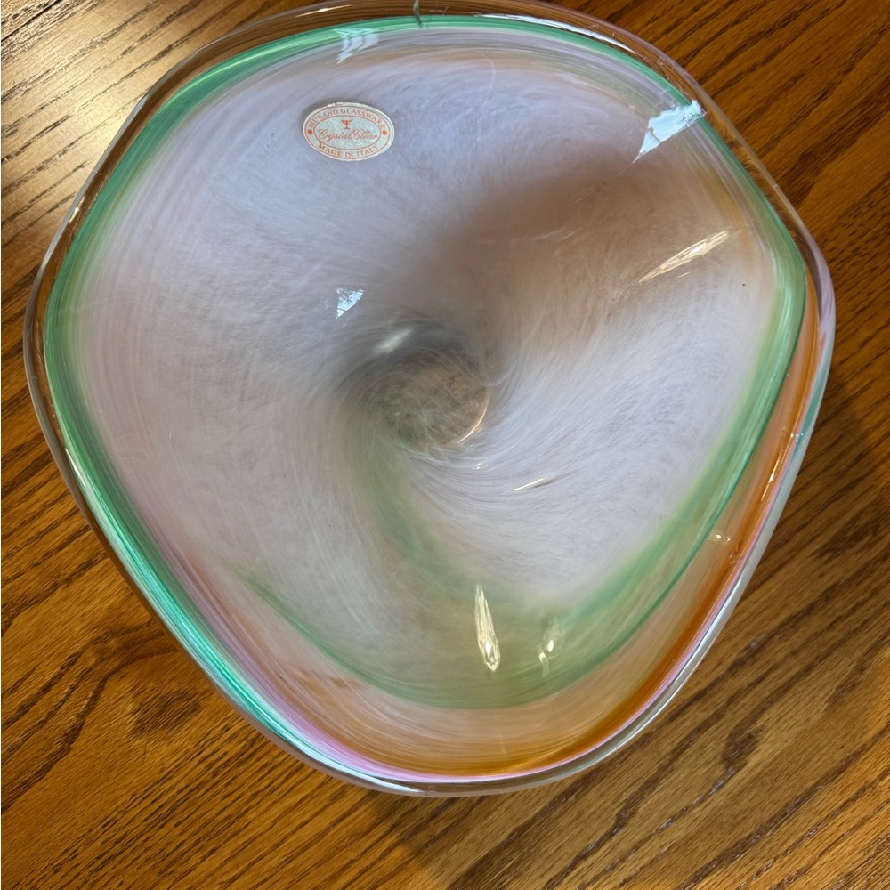 Vintage Murano Art Glass Swirl Centerpiece Bowl